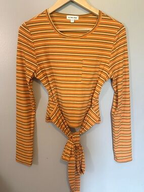 Boutique Striped Ribbed Tie Shirt